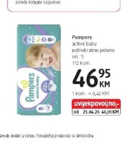 Pampers active baby jednokratne pelene vel. 5 112 kom