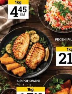 Pečeni pileći file 1 kg, Konzum i Mercator