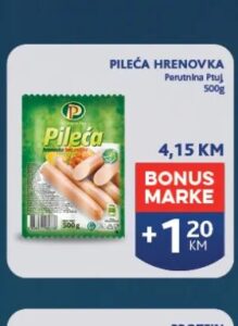Perutnina Ptuj Pileća hrenovka 500 g, Konzum i Mercator