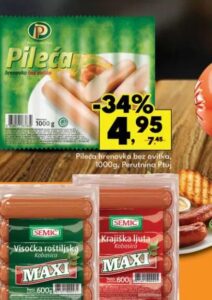 Perutnina Ptuj Pileća hrenovka bez ovitka 1000 g, Robot