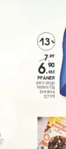 PFANER zero sirup ledeni caj breskva 57 ml, CM