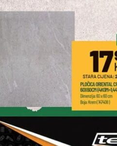 PLOČICA ORIENTAL CREMA MATT 60X60CM 1.44 m2, Zeka Baucentar