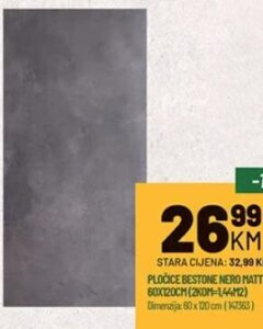 PLOČICE BESTONE NERO MATT 60X120CM 1.44 m2, Zeka Baucentar