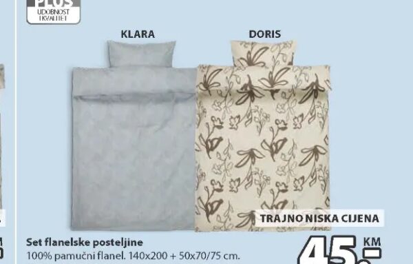 PLUS Set flanelske posteljine 140x200 + 50x70/75 cm