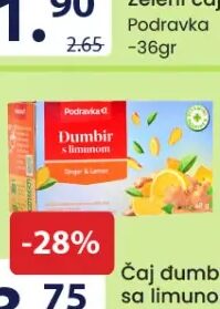 Podravka čaj đumbir sa limunom 40gr, FIS