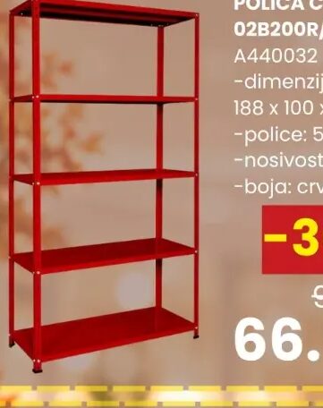 POLICA CRVENA 02B200R/81647 188 x 100 x 40 cm