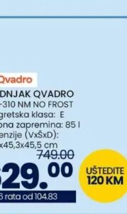 Qvadro hladnjak QFR-310 NM NO FROST 85 l