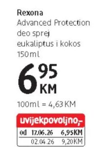 Rexona Advanced Protection deo sprej eukaliptus i kokos 150 ml, dm