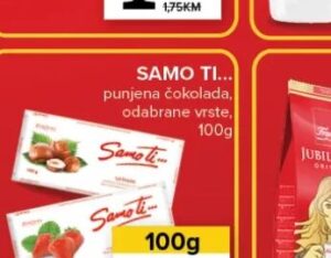 Samo ti punjena čokolada 100 g, Konzum i Mercator