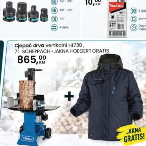 SCHEPPACH Cjepač drva vertikalni HL730, 7T + JAKNA HOGERT GRATIS 1 kom, Fortuna