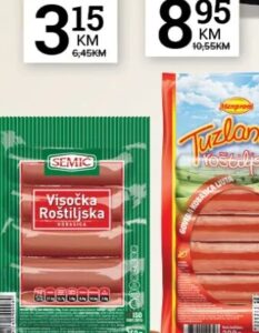 Semić visočka roštiljska goveđa kobasica 250 g, Konzum i Mercator