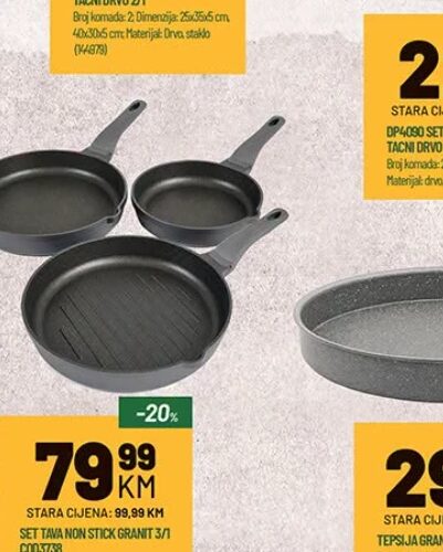 SET TAVA NON STICK GRANIT 3/1 3 kom