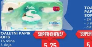 Sofis toaletni papir classic 16 rolna, FIS