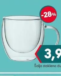 Šolja staklena dupla dna 250 ml 250 ml, Mega diskont