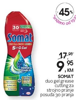 Somat duo gel grease cutting za strojno pranje posuda 30 pranja