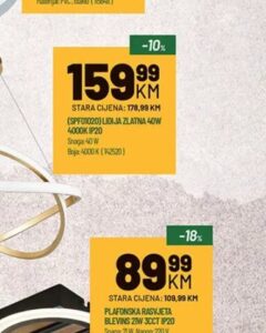 (SPF01020) Liodja zlatna 40W 4000K IP20 1 kom, Zeka Baucentar