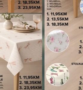 Stolnjak Libellule 140x140cm, 140x240cm, 150x300c, Konzum i Mercator