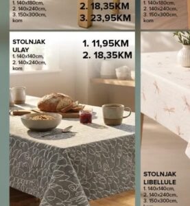 Stolnjak Ulay 140x140cm, 140x240cm, Konzum i Mercator