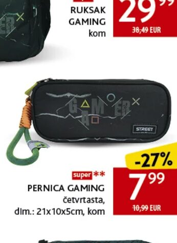 STREET Pernica gaming četvrtasta kom