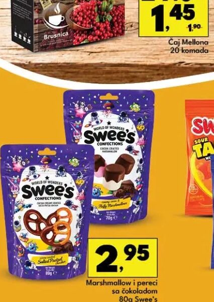 Swee's marshmallow i pereci sa čokoladom 80 g