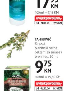 TAHIROVIĆ Sinusal planinski herba balzam za sinuse i bronhitis 50 ml, dm