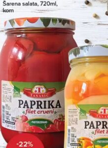 TANASIĆ Paprika, filet crveni 1500ml, Konzum i Mercator