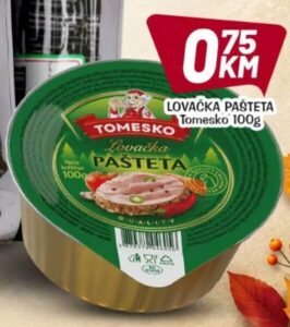 Tomesko lovačka pašteta 100g, Kort