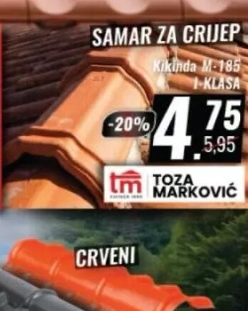 Toza Marković Samar za crijep Kikinda M-185 I-klasa 1 kom