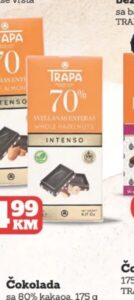 Trapa čokolada 70% bademi 175 g, Moj market