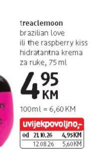 Treaclemoon brazilian love ili the raspberry kiss hidratantna krema za ruke 75 ml, dm