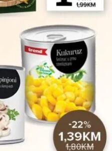Trend kukuruz šećerac 212g, Konzum i Mercator