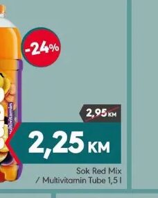 Tube Red Mix / Multivitamin Tube 1,5 l, Mega diskont