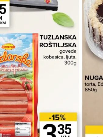 Tuzlanska roštiljska goveđa kobasica ljuta 300 g