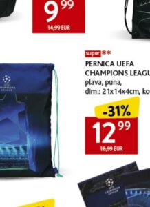 UEFA CHAMPIONS LEAGUE vrećica za papuče 8x20x8cm, Konzum i Mercator