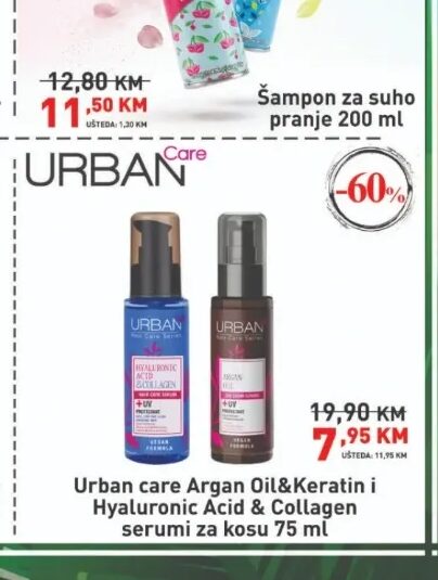 Urban care Argan Oil&Keratin i Hyaluronic Acid & Collagen serumi za kosu 75 ml