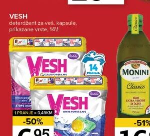 Vesh deterdžent za veš 14 kom, Konzum i Mercator