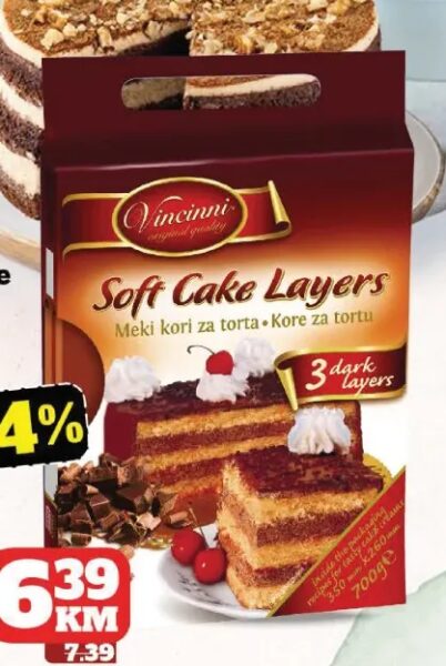 Vincinni Kore za torte i kolače tamne 700 g