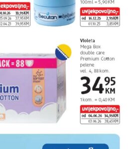 Violeta Mega Box double care Premium Cotton pelene 88 kom, dm