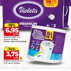 Violeta Premium toaletni papir 16 kom, Bingo