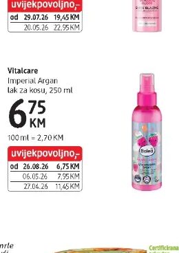 Vitalcare Imperial Argan lak za kosu 250 ml