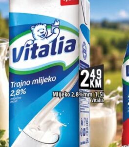 Vitalia Trajno mlijeko 2,8% 1,5 l, Kort