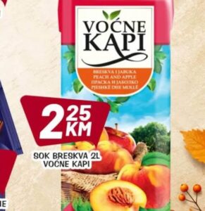 Voćne Kapi sok breskva 2l 2 l, Kort