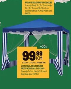 Vrtni paviljon sa mrežom protiv komaraca 3x3 m, Zeka Baucentar