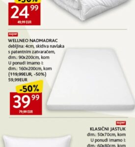 WELLNEO NADMADRAC 90x200cm, kom, Konzum i Mercator
