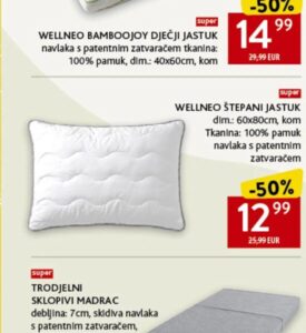 WELLNEO ŠTEPANI JASTUK 60x80cm, kom, Konzum i Mercator
