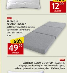 WELLNEO TRODJELNI SKLOPIVI MADRAC 65x195cm, kom, Konzum i Mercator