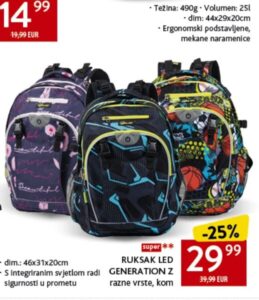 WHEEL BEE RUKSAK LED GENERATION Z 1 kom, Konzum i Mercator
