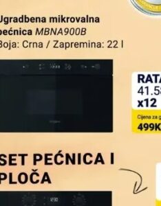 Whirlpool ugradbena mikrotalasna pećnica MBNA900B 22 l, Kupi Tehniku