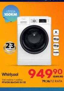 Whirlpool veš mašina + sušilica FFWDB 864349 BV EE 8 kg, Tehnomag