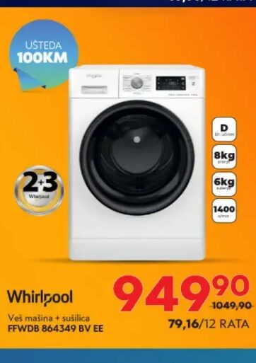 Whirlpool veš mašina + sušilica FFWDB 864349 BV EE 8 kg